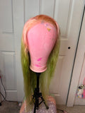 *refurbished* custom dye pink/green ombre 28 in 100% human hair